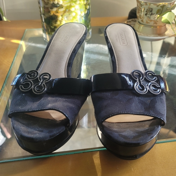 Coach Geri Signature Patent Leather Platform Wedges - Picture 2 of 7